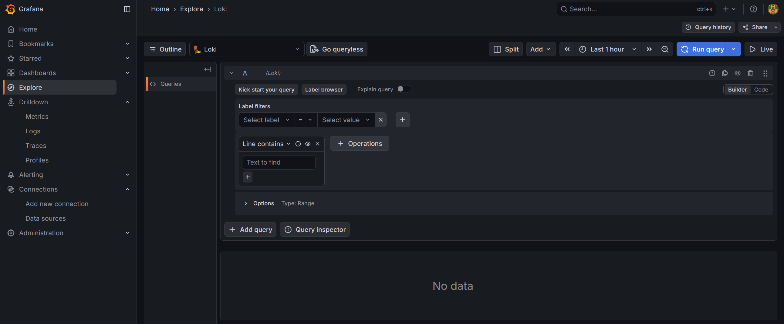 Grafana Explore view